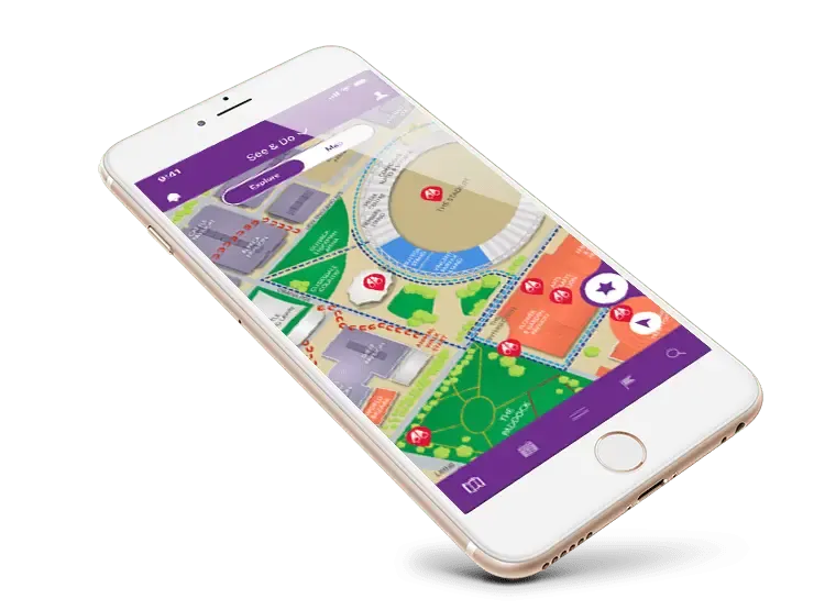 The Sydney Royal Easter Show app’s custom venue map on an iPhone